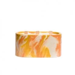 Junny Bougies Bougie Xxl En Béton Tie&dye Orange Et Jaune Parfum Fleur D'oranger