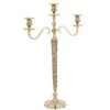 LANADECO Bougeoirs Chandelier 3 Bras Alu/métal Or H65cm