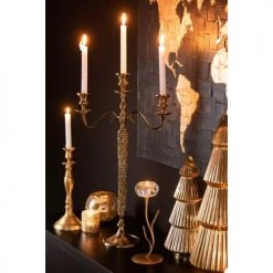 LANADECO Bougeoirs Chandelier 3 Bras Alu/métal Or H65cm -Bougeoirs Soldes Magasin chandelier 3 bras alu metal or h65cm 3