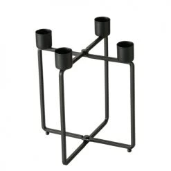 Wadiga Bougeoirs Chandelier 4 Branches Métal Noir - 15x15x17cm