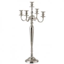 LANADECO Bougeoirs Chandelier 5 Bras Alu Argent H100cm
