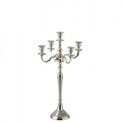 LANADECO Bougeoirs Chandelier 5 Bras Alu Argent H63cm
