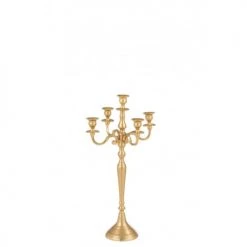 LANADECO Bougeoirs Chandelier 5 Bras Alu Or Mat H63cm -Bougeoirs Soldes Magasin chandelier 5 bras alu or mat h63cm 3