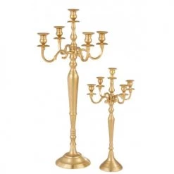 LANADECO Bougeoirs Chandelier 5 Bras Alu Or Mat H97cm -Bougeoirs Soldes Magasin chandelier 5 bras alu or mat h97cm 2