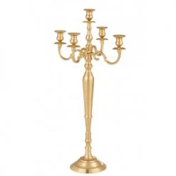 LANADECO Bougeoirs Chandelier 5 Bras Alu Or Mat H97cm -Bougeoirs Soldes Magasin chandelier 5 bras alu or mat h97cm 3