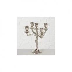 Wadiga Bougeoirs Chandelier Argenté à 5 Branches 26cm -Bougeoirs Soldes Magasin chandelier argente a 5 branches 26cm 2