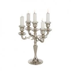 Wadiga Bougeoirs Chandelier Argenté à 5 Branches 26cm