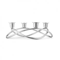 Georg Jensen Bougeoirs Chandelier En Acier Inoxydable Brillant Pour 4 Bougies