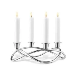 Georg Jensen Bougeoirs Chandelier En Acier Inoxydable Brillant Pour 4 Bougies -Bougeoirs Soldes Magasin chandelier en acier inoxydable brillant pour 4 bougies 4