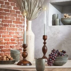 Mica Decorations Bougeoirs Chandelier En Bois De Manguier Brun Foncé H22 -Bougeoirs Soldes Magasin chandelier en bois de manguier brun fonce h22 1