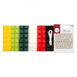 Youdoit Bougies Cire à Bougie 6 Couleurs Noël 240 G + Mèche + Ficelle Dorée & Blanche