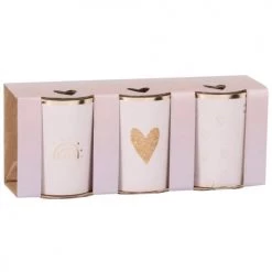 Maisons Du Monde Coffret 3 Bougies En Verre Coloré Rose Et Or 3x45g
