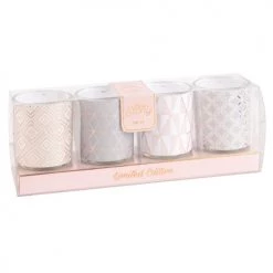 Maisons Du Monde Bougies Coffret 4 Lumignons En Verre Motifs Géométriques 200g