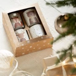 Maisons Du Monde Décorations Lumineuses De Noël Coffret Mini Bougies Parfumées (x4) En Verre Imprimé Beige, Marron Et Blanc 220g -Bougeoirs Soldes Magasin coffret mini bougies parfumees x4 en verre imprime beige marron et blanc 220g 1000 5 34 208765 2