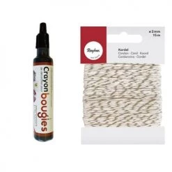 Youdoit Bougies Crayon Cire Liquide Pour Bougie Noir + Ficelle Dorée & Blanche 15 M