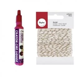 Youdoit Bougies Crayon Cire Liquide Pour Bougie Rouge + Ficelle Dorée & Blanche 15 M