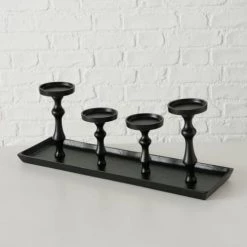 Wadiga Bougeoirs Grand Chandelier En Aluminium Noir Pour 4 Bougies - 53x15x20cm -Bougeoirs Soldes Magasin grand chandelier en aluminium noir pour 4 bougies 53x15x20cm 4