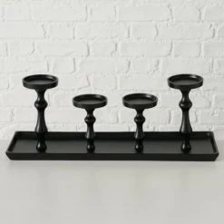 Wadiga Bougeoirs Grand Chandelier En Aluminium Noir Pour 4 Bougies - 53x15x20cm -Bougeoirs Soldes Magasin grand chandelier en aluminium noir pour 4 bougies 53x15x20cm 5