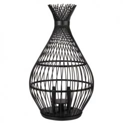 Maisons Du Monde Bougeoirs Lanterne En Bambou Torsadé Noir Et Verre