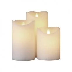 Sirius Lot 3 Bougies LED Cire Flamme Vacillante Télécommande