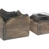 Beliani Lot De 2 Bougeoirs En Bois Foncé -Bougeoirs Soldes Magasin lot de 2 bougeoirs en bois fonce