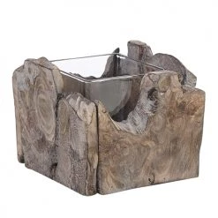 Beliani Lot De 2 Bougeoirs En Bois Foncé -Bougeoirs Soldes Magasin lot de 2 bougeoirs en bois fonce 2