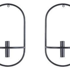 Beliani Lot De 2 Bougeoirs Muraux En Métal Noir