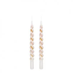 Mica Decorations Lot De 2 Bougies Torsadées Rayées Oranges