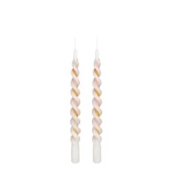 Mica Decorations Lot De 2 Bougies Torsadées Rayées Bordeaux -Bougeoirs Soldes Magasin lot de 2 bougies torsadees rayees oranges 4