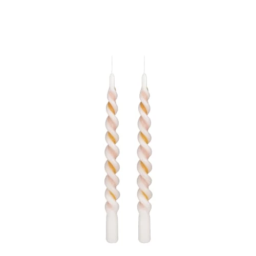 Mica Decorations Lot De 2 Bougies Torsadées Rayées Oranges 3 Mica Decorations Lot De 2 Bougies Torsadées Rayées Oranges