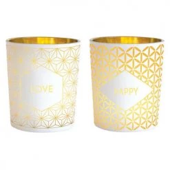 Draeger Paris Bougeoirs Lot De 2 Photophores Love Et Happy