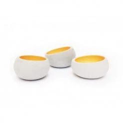 Gone's Bougeoirs Lot De 3 Photophores En Béton Cream Gold