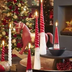 Mica Decorations Lot De 5 Bougies Rouge Et Crème 8 Mica Decorations Lot De 5 Bougies Rouge Et Crème -Bougeoirs Soldes Magasin lot de 5 bougies rouge et creme 1