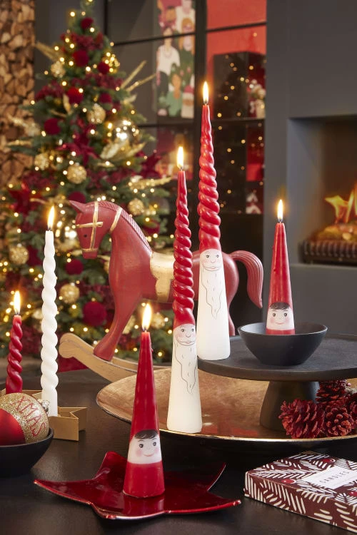 Mica Decorations Lot De 5 Bougies Rouge Et Crème 4 Mica Decorations Lot De 5 Bougies Rouge Et Crème – Image 2