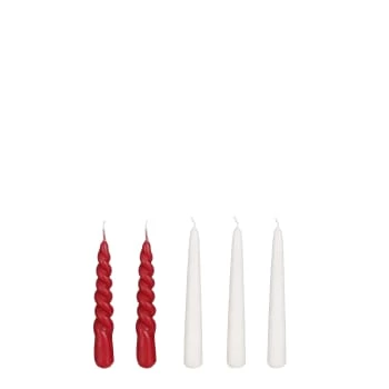 Mica Decorations Lot De 5 Bougies Rouge Et Crème 7 Mica Decorations Lot De 5 Bougies Rouge Et Crème – Image 5