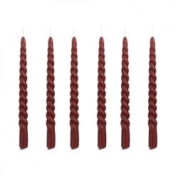 Mica Decorations Lot De 6 Bougies Longue Torsadées Bordeaux