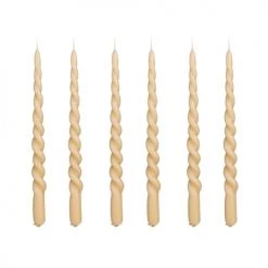 Mica Decorations Lot De 6 Bougies Longue Torsadées Brun Clair