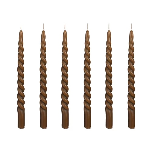 Mica Decorations Lot De 6 Bougies Longue Torsadées Brun Foncé 3 Mica Decorations Lot De 6 Bougies Longue Torsadées Brun Foncé
