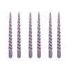 Mica Decorations Lot De 6 Bougies Longue Torsadées Lilas -Bougeoirs Soldes Magasin lot de 6 bougies longue torsadees lilas