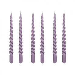 Mica Decorations Lot De 6 Bougies Longue Torsadées Lilas