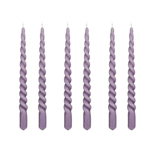 Mica Decorations Lot De 6 Bougies Longue Torsadées Lilas 3 Mica Decorations Lot De 6 Bougies Longue Torsadées Lilas