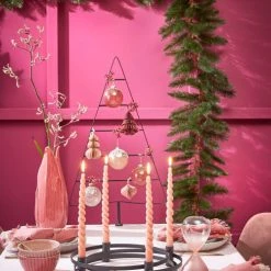 Mica Decorations Lot De 6 Bougies Longue Torsadées Roses -Bougeoirs Soldes Magasin lot de 6 bougies longue torsadees roses 4