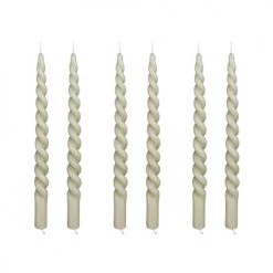 Mica Decorations Lot De 6 Bougies Longue Torsadées Vert Clair