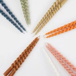 Mica Decorations Lot De 6 Bougies Longue Torsadées Vert Clair -Bougeoirs Soldes Magasin lot de 6 bougies longue torsadees vert clair 3