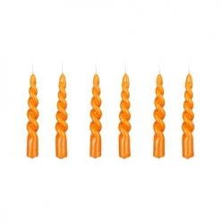 Mica Decorations Lot De 6 Bougies Torsadées Orange Brillant