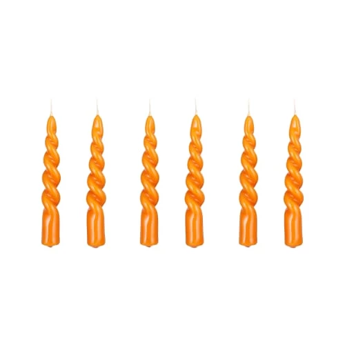 Mica Decorations Lot De 6 Bougies Torsadées Orange Brillant 3 Mica Decorations Lot De 6 Bougies Torsadées Orange Brillant