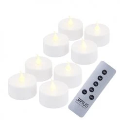 Sirius Lot De 8 Bougies Chauffe Plat LED Blanc Et Télécommande