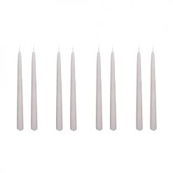 Mica Decorations Lot De 8 Bougies Longue Gris Clair