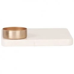 Maisons Du Monde Bougeoirs Lumignon En Métal Doré Et Socle En Marbre Blanc