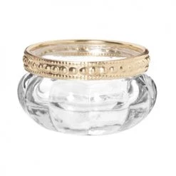 Maisons Du Monde Bougeoirs Lumignon En Verre Bullé Et Métal Doré - Lot De 3